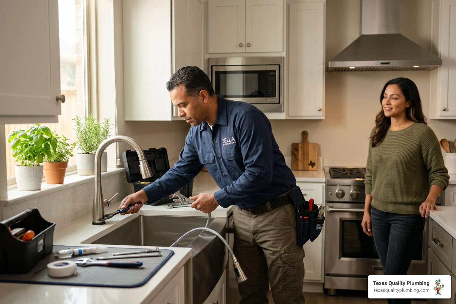 kitchen faucet installation in bellaire, tx