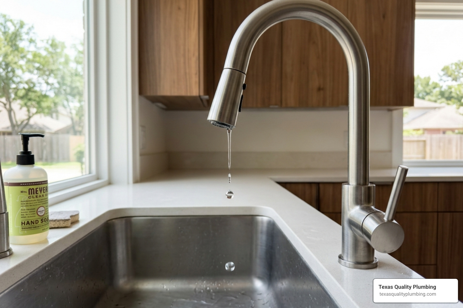 Plumbing Articles 1 dripping kitchen faucet wasting water in a Houston home - how a dripping faucet wastes hundreds of gallons per year