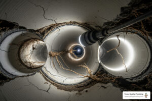 sewer camera inspection showing pipe interior damage