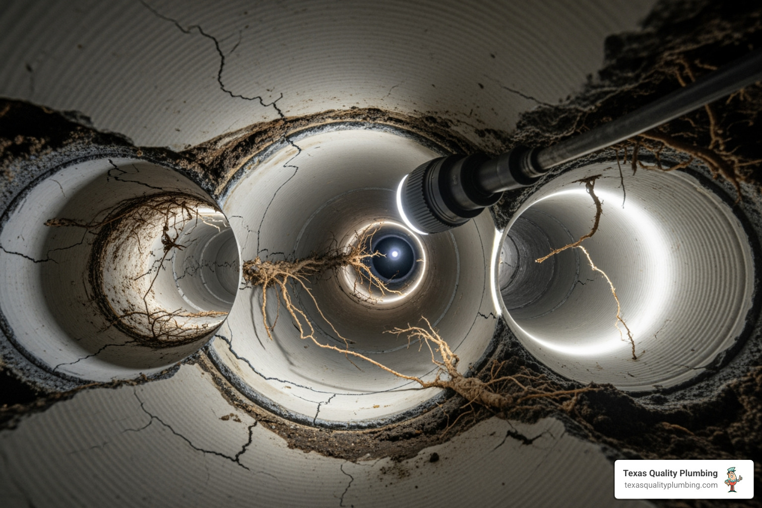 Shower & Bathtub Installation 3 sewer camera inspection showing pipe interior damage