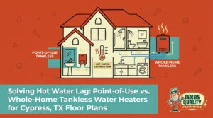 Solving Hot Water Lag: Point-of-Use vs. Whole-Home Tankless Water Heaters for Cypress, TX Floor Plans — featured image