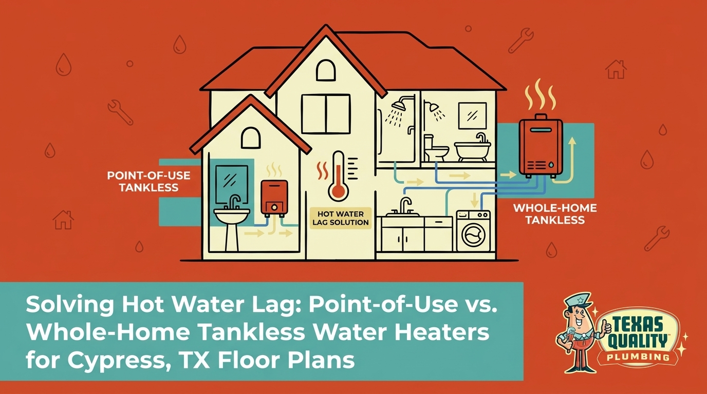 Plumbing Articles 8 Solving Hot Water Lag: Point-of-Use vs. Whole-Home Tankless Water Heaters for Cypress, TX Floor Plans — featured image